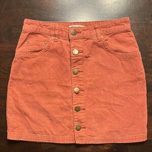 Billabong Corduroy Button-Front Mini Skirt Dusty Pink Sz 26